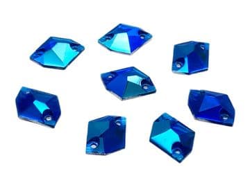 Sapphire AB Hexagon, EIMASS Resin Crystals, Sew or Glue on Flat Back Rhinestones