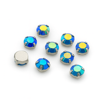 Sapphire AB Rose Montees, EIMASS® 3555 Range Single Stone Silver Setting Crystals