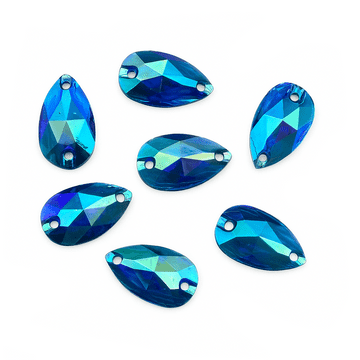 Sapphire AB Teardrop, EIMASS Resin Crystals, Sew or Glue on Flat Back Rhinestones