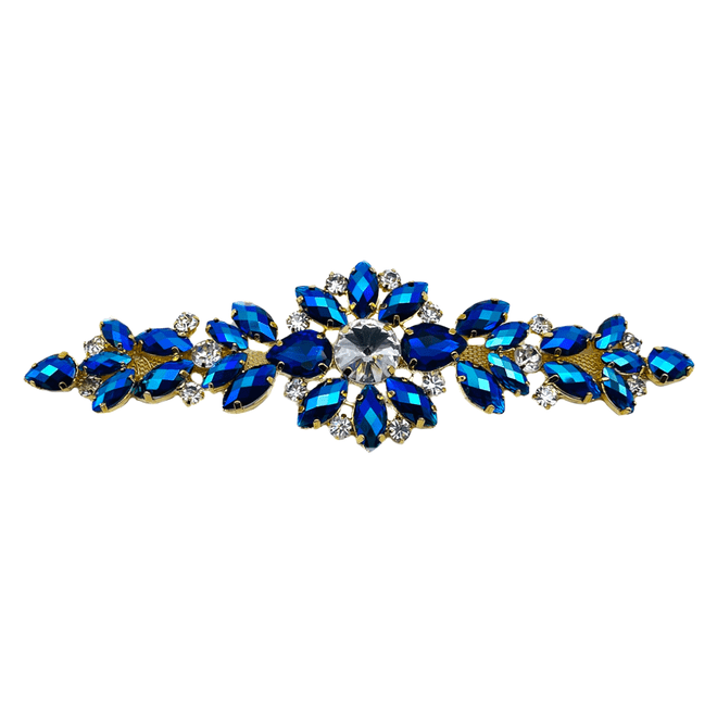 Sapphire AB Wedding Dress Jewelled Applique 8760 EIMASS® Sew or Glue on Motif