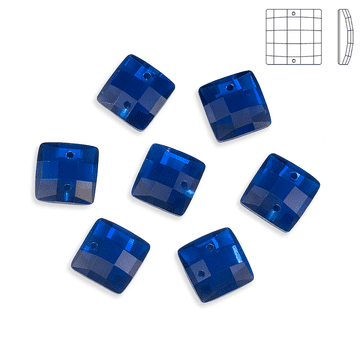 Sapphire Blue Chessboard style Square, EIMASS Resin Crystals, Sew or Glue on Flat Back Rhinestones