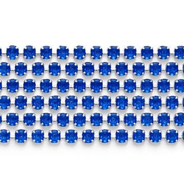 Sapphire Blue in Silver Chain, EIMASS® Grade A World Class Rhinestone Cup Chain Trimming