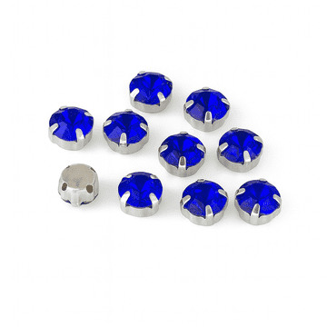 Sapphire Blue in Silver Setting Rose Montees, EIMASS® 3555 Range Single Claw Crystals