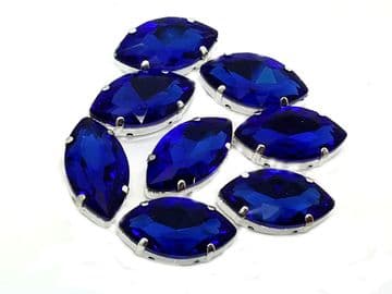 Sapphire Blue Navette Horse Eye, EIMASS® 3511 Sew or Glue on Single Stone Setting Crystals