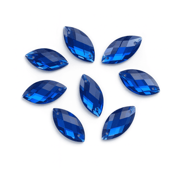 Sapphire Blue Navette Horse Eye, EIMASS Resin Crystals, Sew or Glue on Flat Back Rhinestones