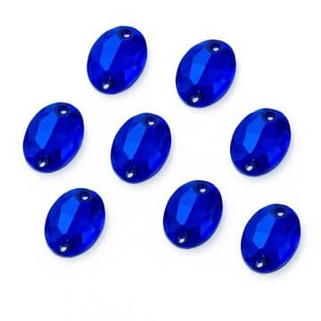Sapphire Blue Oval Shape, EIMASS Resin Crystals, Sew or Glue on Flat Back Rhinestones