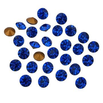 Sapphire Blue Point Back Crystals, EIMASS® World Class Foiled Chatons