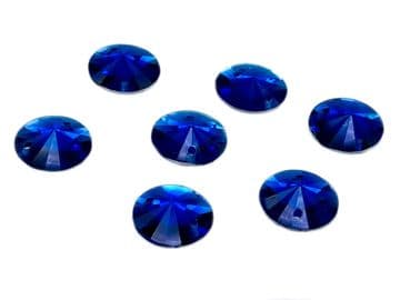 Sapphire Blue Round Rivoli Shape, EIMASS Resin Crystals, Sew or Glue on Flat Back Rhinestones