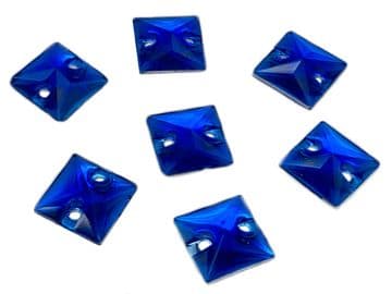 Sapphire Blue Square Shape, EIMASS® Resin Sew on Glue on Crystals