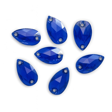 Sapphire Blue Teardrop, EIMASS Resin Crystals, Sew or Glue on Flat Back Rhinestones
