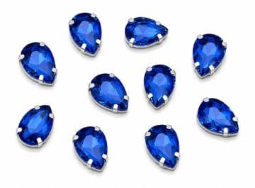 Sapphire Blue Teardrops, EIMASS® 3511 Sew or Glue on Single Stone Setting Crystals