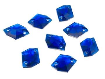 Sapphire Hexagon, EIMASS Resin Crystals, Sew or Glue on Flat Back Rhinestones
