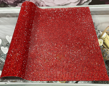Siam Red, EIMASS® Flat-Back Hotfix Mesh - Red Crystals Mesh