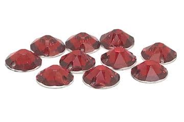 Siam Red, EIMASS® Resin Round Sew Or Glue On Crystals, Flat Back Rhinestones