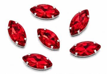 Siam Red Navette Horse Eye, EIMASS® 3511 Sew or Glue on Single Stone Setting Crystals