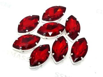 Siam Red Navette Horse Eye, EIMASS® 3511 Sew or Glue on Single Stone Setting Crystals