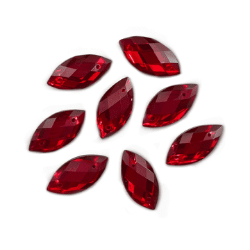 Siam Red Navette Horse Eye, EIMASS Resin Crystals, Sew or Glue on Flat Back Rhinestones