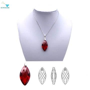Siam Red Navette Horse Eye Pendant - EIMASS® Elements Zircon Gifts