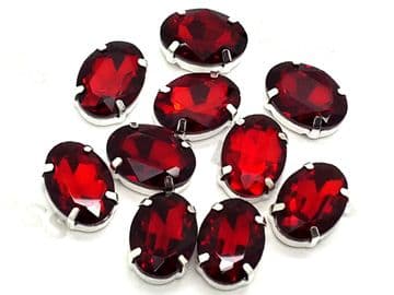 Siam Red Oval, EIMASS® 3511 Sew or Glue on Single Stone Setting Crystals