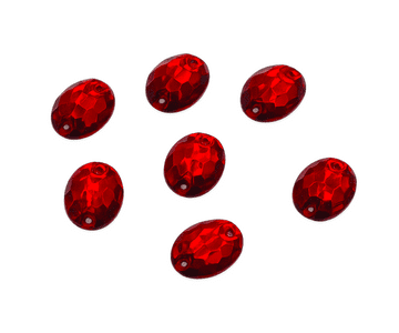 Siam Red Oval Shape, EIMASS Resin Crystals, Sew or Glue on Flat Back Rhinestones