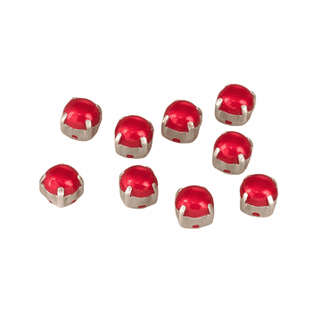 Siam Red Pearl Rose Montees, EIMASS® 3555 Range Single Stone Silver Setting Pearls