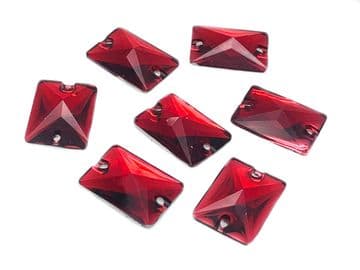 Siam Red Rectangle Shape, EIMASS® Resin Sew on Glue on Crystals