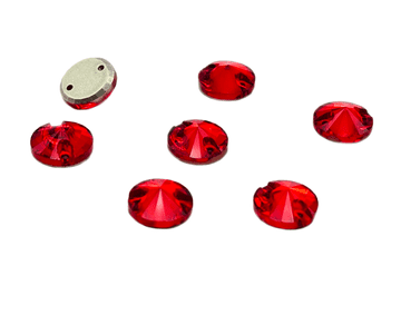 Siam Red Round Rivoli, EIMASS® 8868 Exquisite Range Sew or Glue on Flat Back Crystals