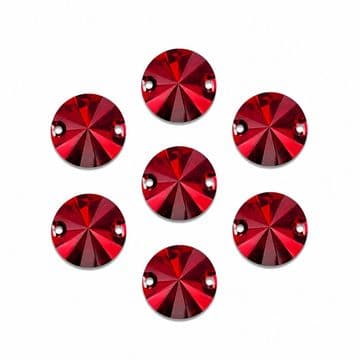 Siam Red Round Rivoli Shape, EIMASS Resin Crystals, Sew or Glue on Flat Back Rhinestones