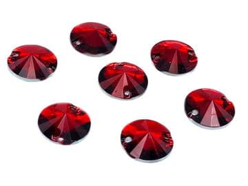 Siam Red Round Rivoli Shape, EIMASS Resin Crystals, Sew or Glue on Flat Back Rhinestones