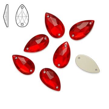 Siam Red Teardrop, EIMASS® 8868 Exquisite Range Sew on Glue on Flat Back Crystals