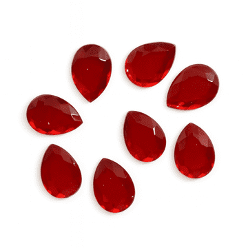 Siam Red Teardrop, EIMASS® Acrylic Pear Shaped Flat Back Rhinestones