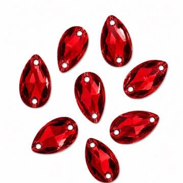 Siam Red Teardrop, EIMASS Resin Crystals, Sew or Glue on Flat Back Rhinestones