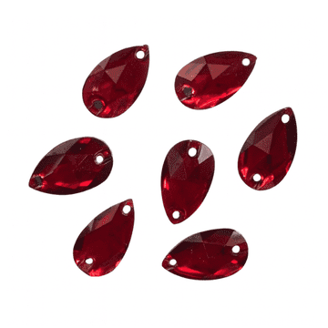 Siam Red Teardrop, EIMASS Resin Crystals, Sew or Glue on Flat Back Rhinestones