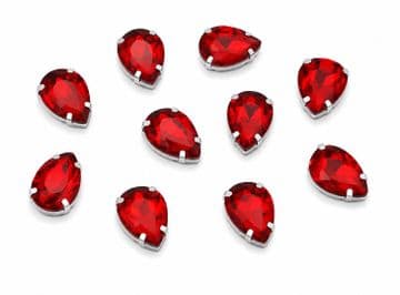 Siam Red Teardrops, EIMASS® 3511 Sew or Glue on Single Stone Setting Crystals