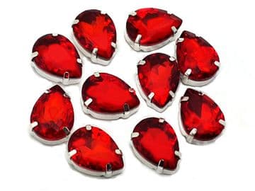 Siam Red Teardrops, EIMASS® 3511 Sew or Glue on Single Stone Setting Crystals