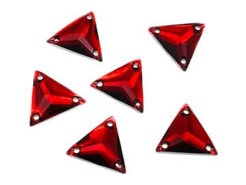 Siam Red Triangle, EIMASS® Resin Crystals, Sew on Glue on Flat Back Stones