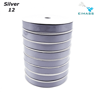 Silver (12) Premium Double Sided EIMASS® Satin Ribbons 6mm 10mm 15mm 20mm 25mm 38mm
