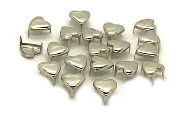 Silver Heart, EIMASS®  Copper Studs Rivets With Prongs Claws