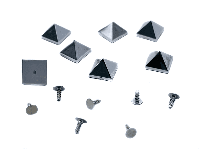 Silver Pyramid Snap Fit Acrylic Button Studs EIMASS Metallic Finish Pyramid