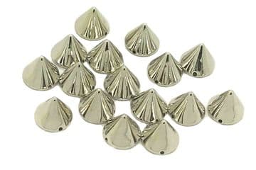 Silver Spike Cone, EIMASS® CCB Metallic Finish Acrylic Studs, Beads, Sew on, Glue on