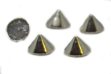 Silver Spike Cone Hotfix, EIMASS® Premium Alloy Hot Fix / Iron on Flat Back Studs to Embellish