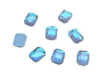 Sky AB Neon Rectangle 6x10mm, EIMASS® 8830 Tiny Glass Crystals - Nail Art Size 6x10mm