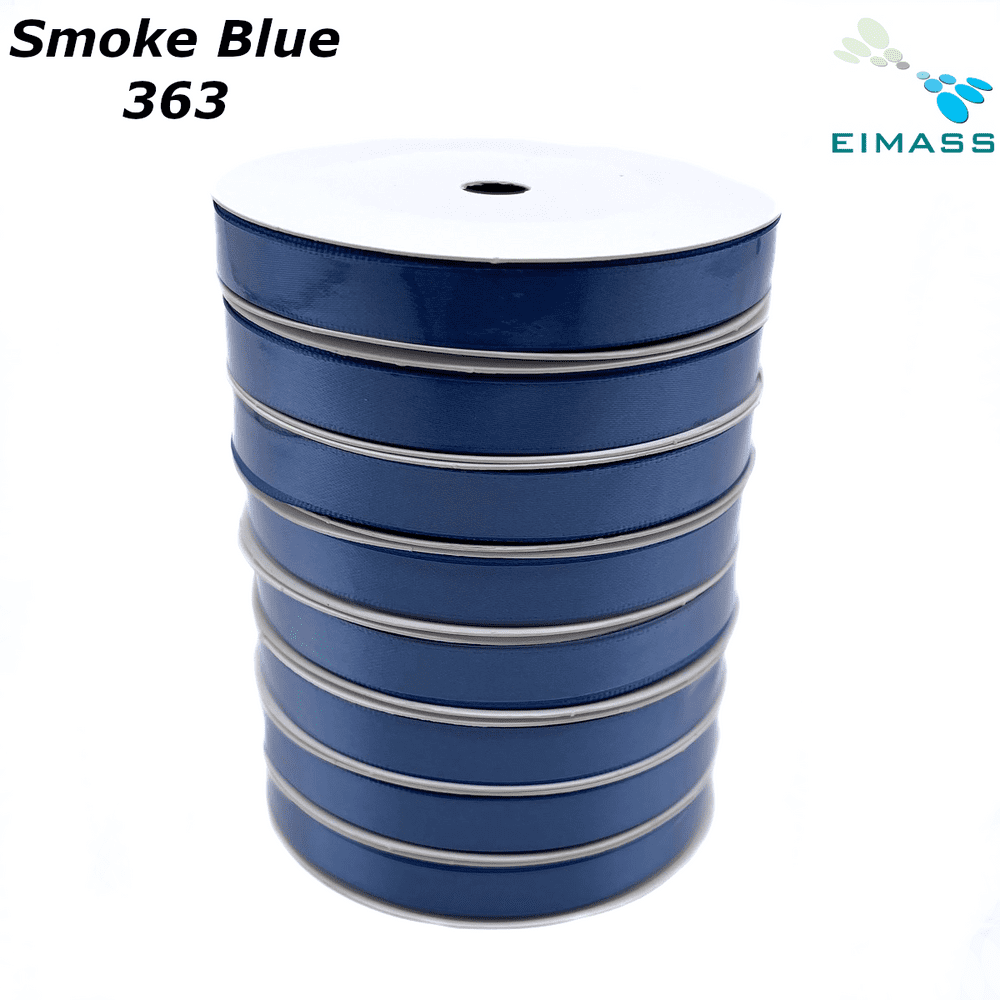 Smoke Blue 363 Premium Double Sided EIMASS Satin Ribbons 6mm 10mm 15mm ...