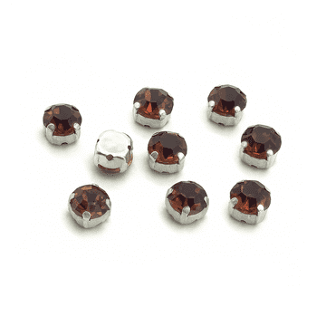 Smoked Topaz in Silver Setting Rose Montees, EIMASS® 3555 Range Single Claw Crystals