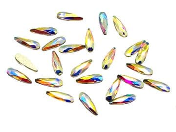 Style 2, Crystal AB Teardrop, (2x8mm), EIMASS® 8830 Tiny Glass Crystals - Nail Art