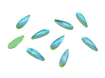 Style 2, Fern AB Neon Teardrop, (2x8mm), EIMASS® 8830 Tiny Glass Crystals - Nail Art