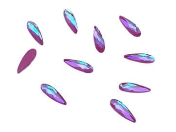 Style 2, Pink AB Neon Teardrop, (2x8mm), EIMASS® 8830 Tiny Glass Crystals - Nail Art