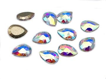 Style 6, Crystal AB Teardrop, (6x8mm), EIMASS® 8830 Tiny Glass Crystals - Nail Art