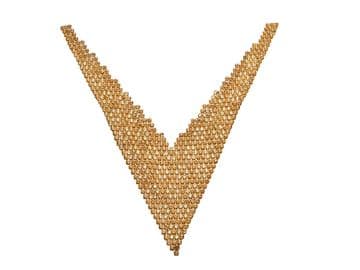 Style 8710 Clear & Gold, EIMASS® Neckline Embellishment Mesh Applique