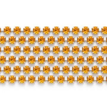 Topaz Gold in Silver Chain, EIMASS® Grade A World Class Rhinestone Cup Chain Trimming